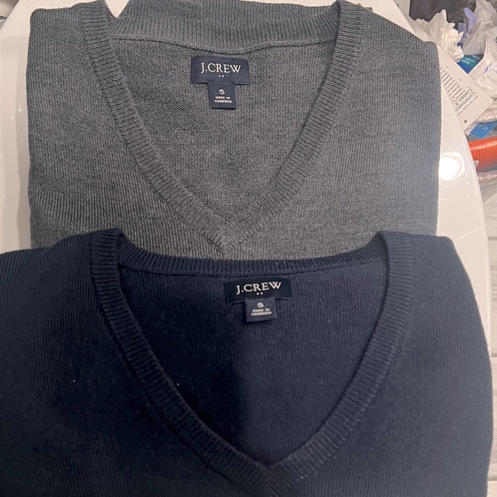 Get 2 J. Crew Factory merino wool v neck sweaters